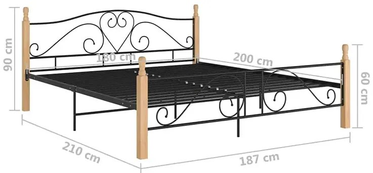 Łóżko małżeńskie czarny + jasny dąb 180x200 cm - Dexir