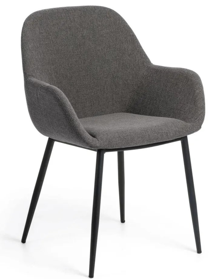 Antracytowy tapicerowany fotel jadalniany Konna – Kave Home