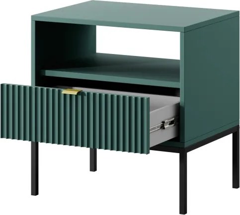 NAYA Stolik nocny S 54 zielony (LABRADOR) | czarny stelaż