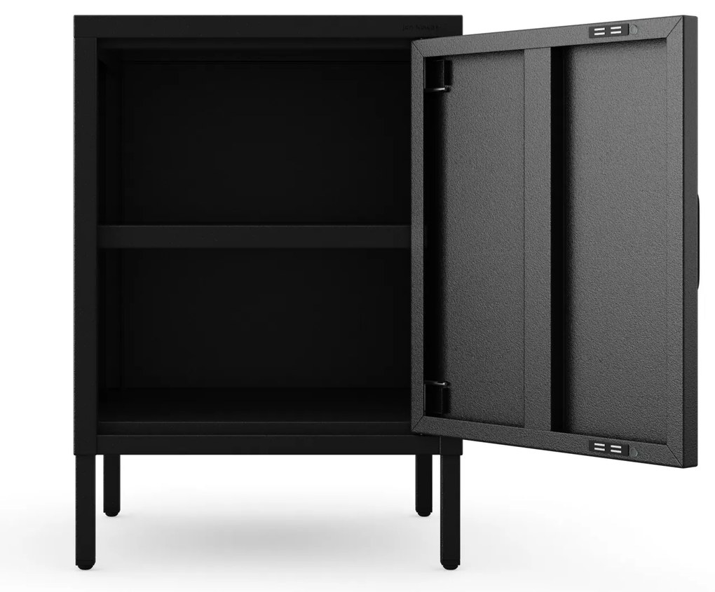 Szafka nocna metalowa na nóżkach czarna, 424x595x400 mm: MIA Modern