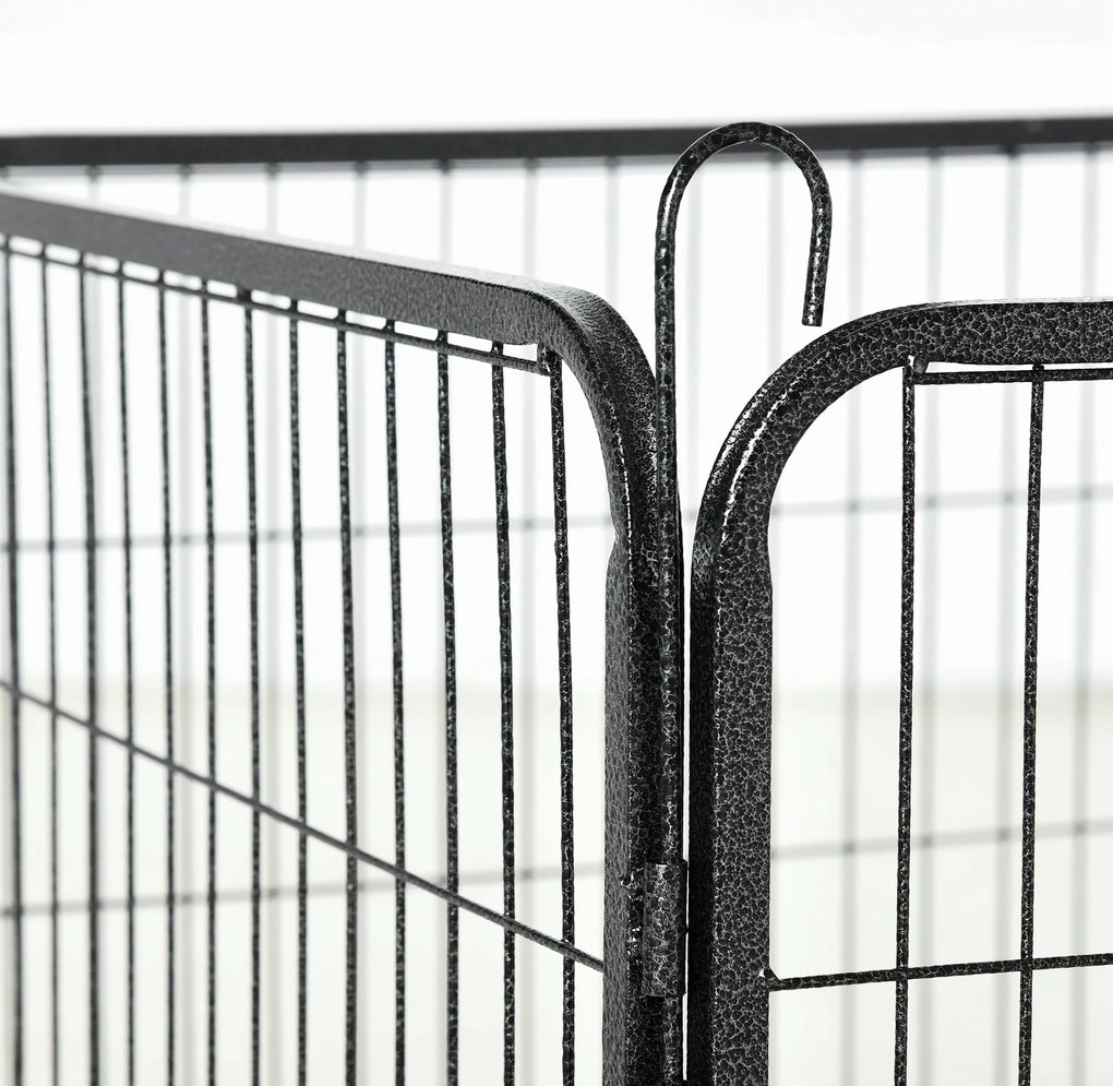 PawHut Krata dla Psów z 12 Panelami Wybieg dla Szczeniąt Czarny 80x1,5x60cm | Aosom PL