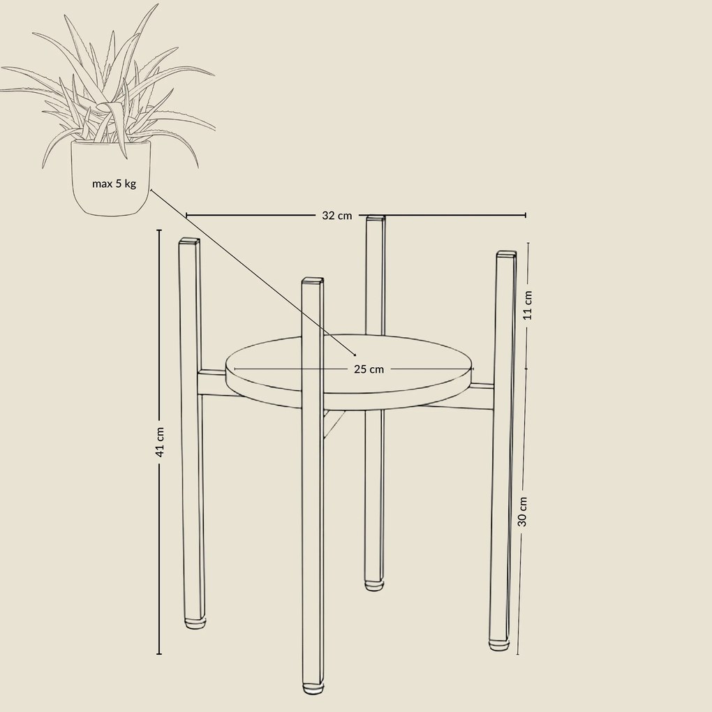 Stojak na kwiaty LUM, Ø 32 x 41 cm