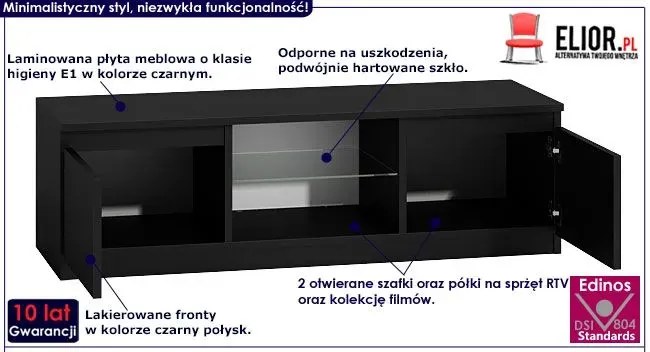 Czarna Komoda Pod Tv Verta 5X Artiso