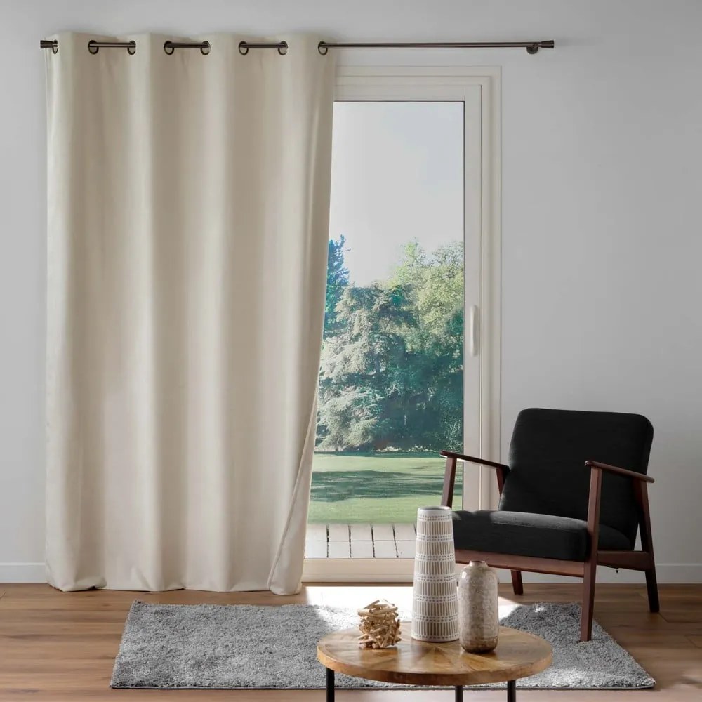 Beżowa aksamitna zasłona 140x260 cm Olympe – douceur d'intérieur