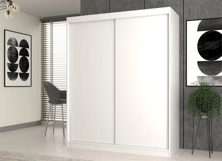 Garderoba biała z przesuwnymi drzwiami 160 cm C6-M60
