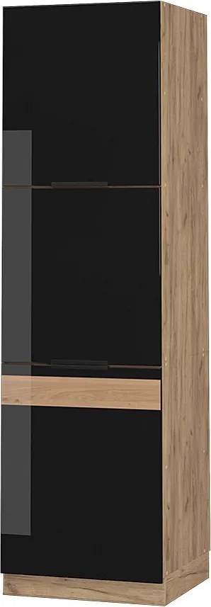 Szafka kuchenna czarny dąb wysoki połysk 60x58x206.8 fame-line