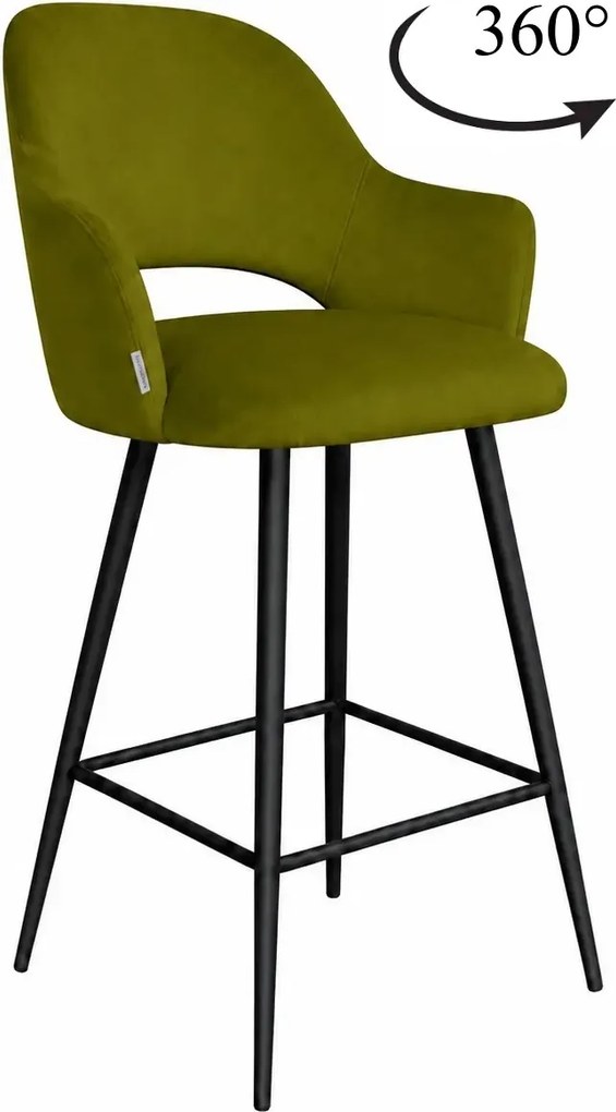 Hoker Milano krzesło barowe tkanina Welur podstawa metalowa : Kolor nogi - Czarna stożek, Kolor tkaniny - VELVET - BL75, Typ siedziska - Siedzisko obrotowe 360°