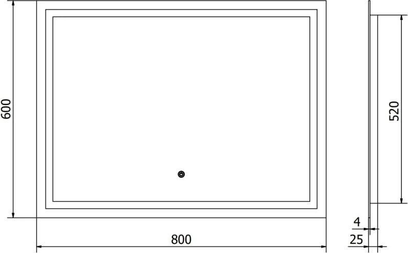 Mexen Miko lustro łazienkowe podświetlane 80 x 60 cm, LED 6000K, antypara - 9819-080-060-611-00