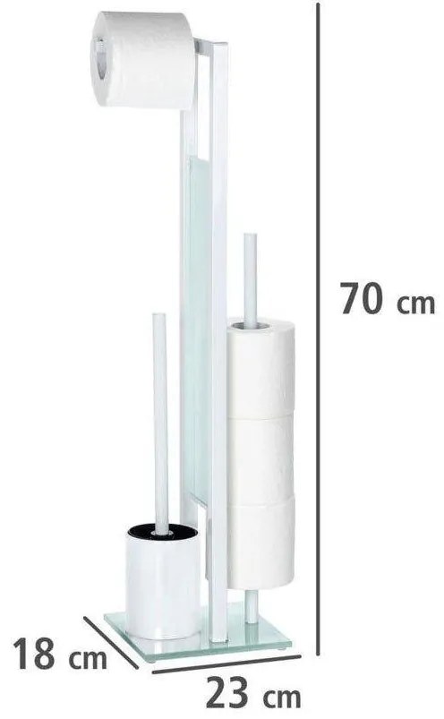 Zestaw: Stojak na papier toaletowy i szczotkę do WC, RIVALTA WHITE + kosz na śmieci CANDY WHITE - 6 l, WENKO