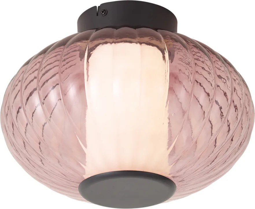 Designerska lampa sufitowa czarna 28 cm z fioletowym szkłem z LED z 3-stopniową regulacją - Margherite