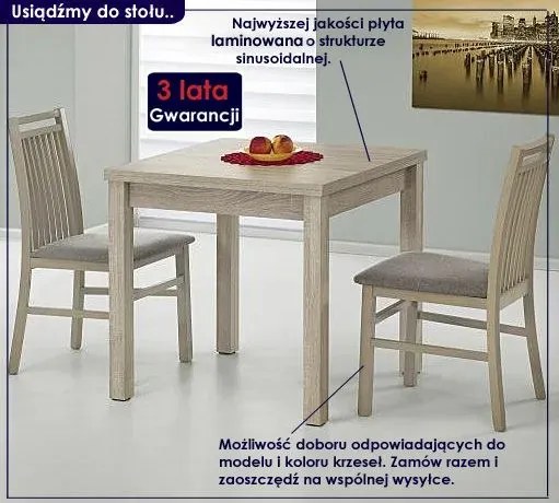 Kwadratowy rozkładany stół biały + dąb sonoma - Benita