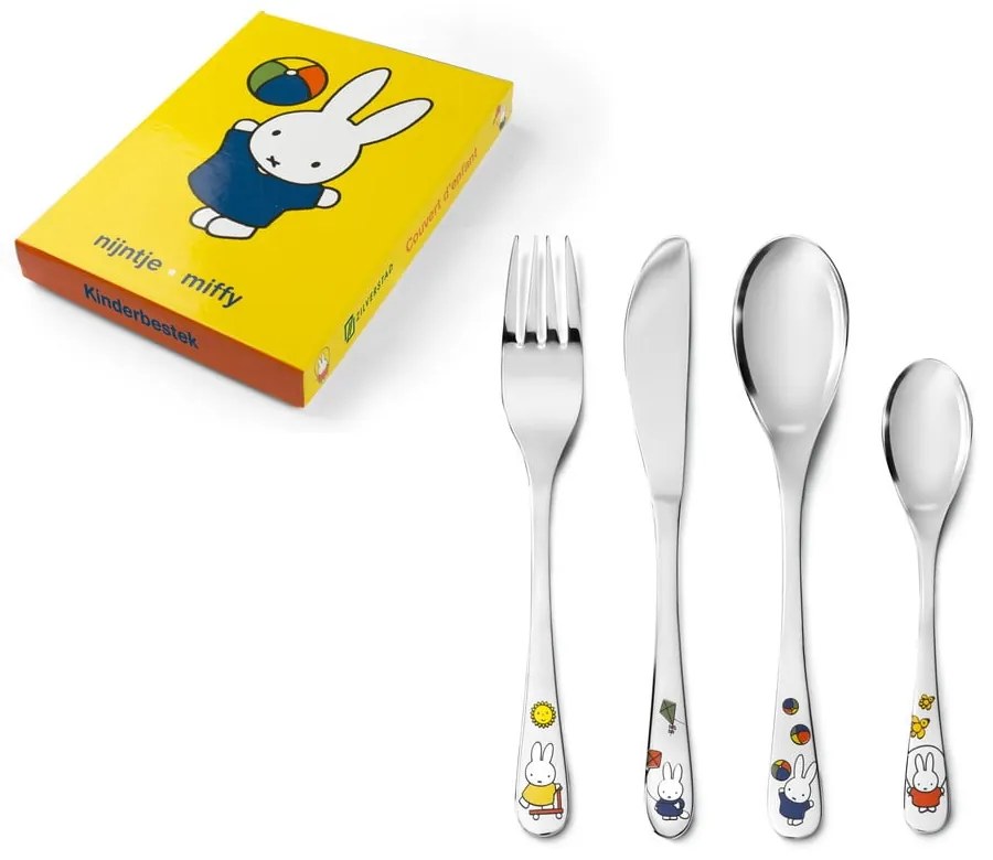 Sztućce dla dzieci ze stali nierdzewnej w kolorze srebra 4 szt. Miffy – Zilverstad