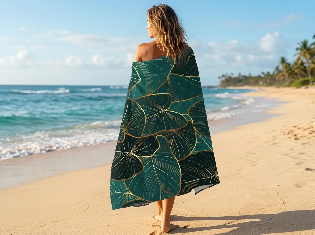 Szybkoschnący XXL ręcznik plażowy VERDARA zielony 150 x 210 cm, 100% mikrofibra