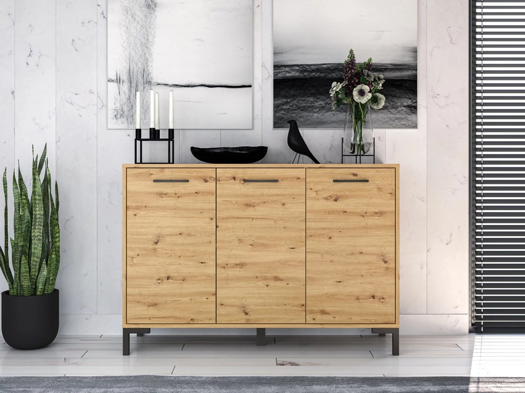Komoda z półkami Nevio 10, dąb artisan