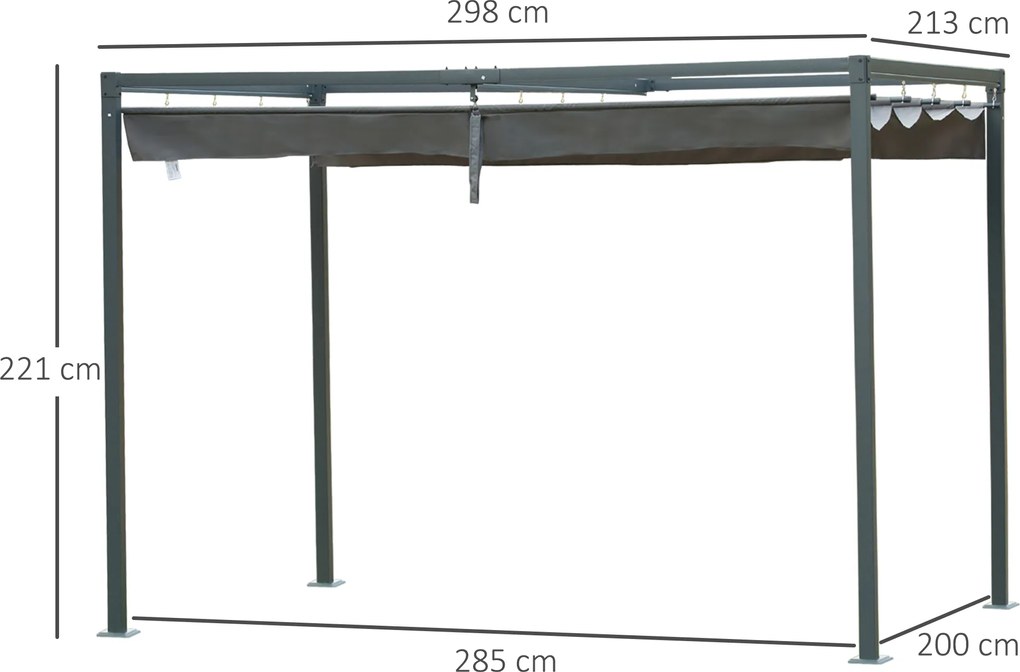 Nowoczesna Pergola Metalowa 3x2m z Dachem Przeciwsłonecznym - Pergola Szara 298x213cm, Idealna Ochrona dla Ogrodu i Tarasu | Aosom PL
