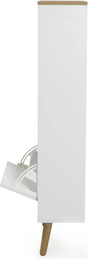 Biała szafka na buty z nogami z drewna dębowego Tenzo Dot