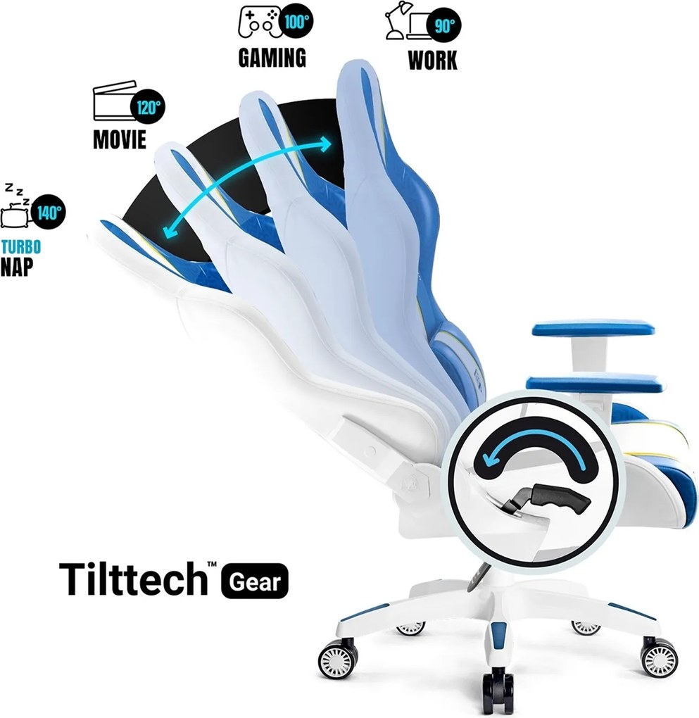 Fotel gamingowy młodzieżowy Diablo X-One 2.0 Small Size, kolor Aqua Blue