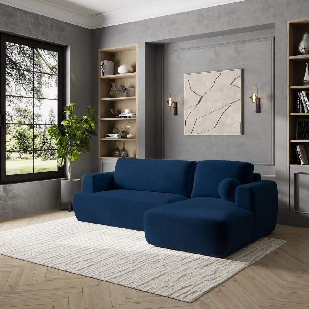Masseno Narożnik SENTI z funkcją spania i pojemnikiem na pościel Narozniki L, Rozkładana sofa - Niebieski, KRONOS 09