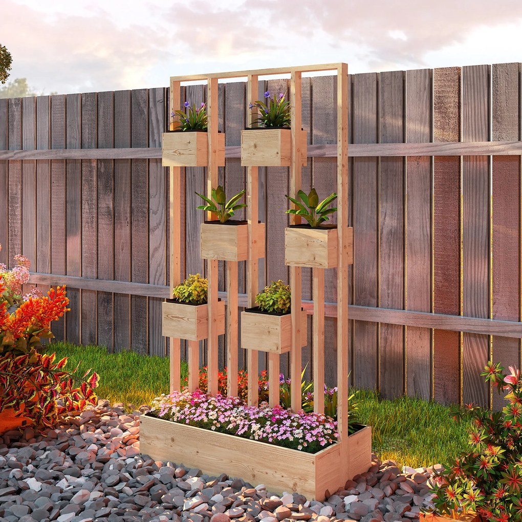 Outsunny Podwyższona grządka z kratownicą, drewniana skrzynia na rośliny, 90 x 45 x 170 cm | Aosom PL