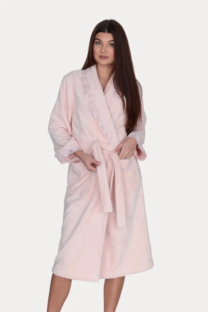 Damski elegancki szlafrok FREYA w ozdobnym opakowaniu XL Śmietankowy