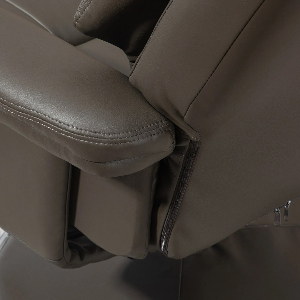 HOMCOM Fotel Relaksacyjny z Podnóżkiem, Regulowane Oparcie, Skóra Ekologiczna, do 150 kg, Szary