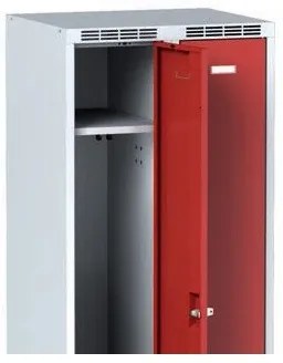 Alfa 3 Szafka ubraniowa z ławką, 2-drzwiowa, 1875 x 600 x 500/800 mm, zamek cylindryczny, drzwi czerwone