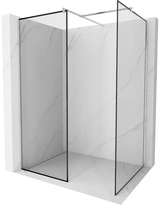 Mexen Kioto ścianka prysznicowa Walk-in 120 x 110 cm, czarny wzór, nikiel szczotkowany - 800-120-202-97-70-110