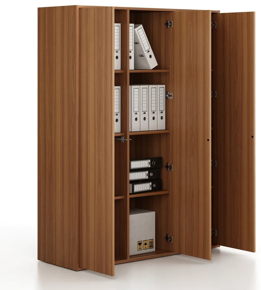 Szafka biurowa FRAME, 3x drzwi, 1299 x 450 x 1735 mm, PUSH-lock, orzech