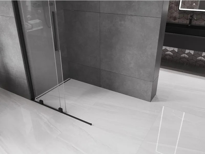 Mexen Velar ścianka prysznicowa rozsuwana Walk-in 110 x 200 cm, transparent 8 mm, czarna - 871-110-000-03-70