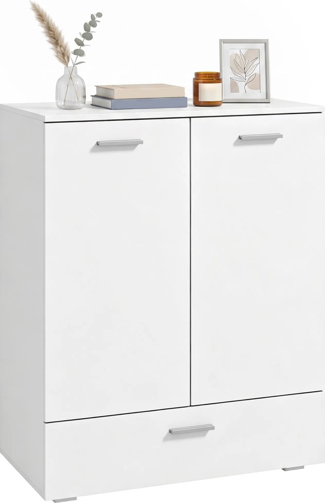 HOMCOM Nowoczesne sideboard, wolnostojąca szafka do przechowywania z szufladą i regulowaną półką, Biały | Aosom PL