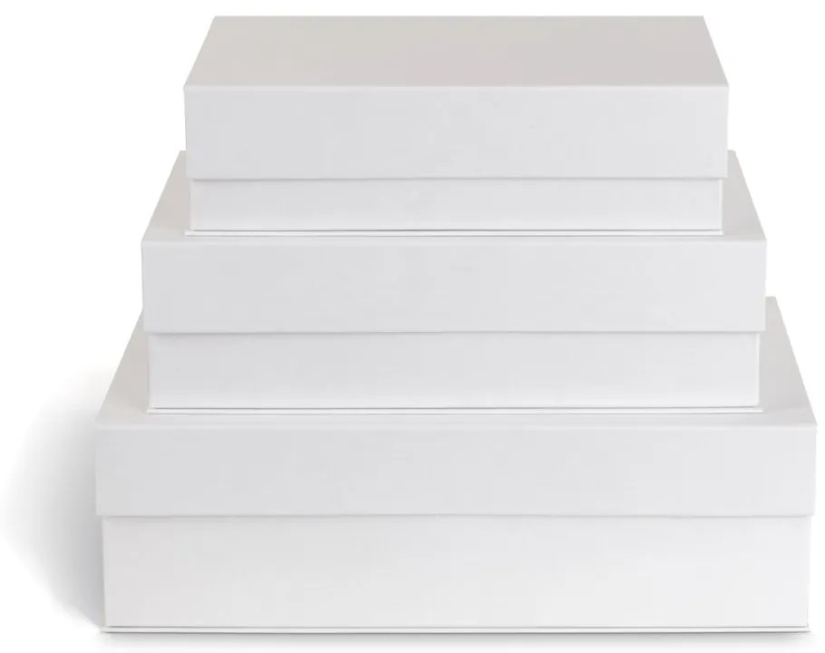Białe kartonowe pojemniki dekoracyjne z pokrywką zestaw 3 szt. 42,5x29,5x13 cm Kian Paper Laminate – Bigso