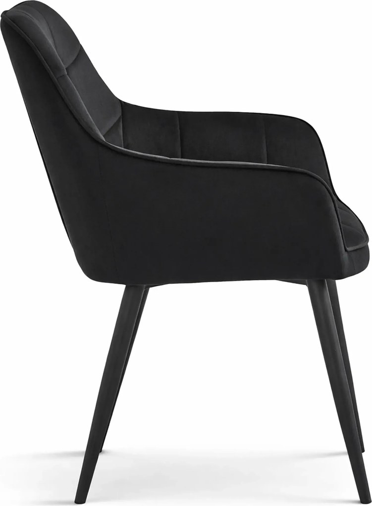 Czarne krzesło welurowe metalowe pikowane E9-T56