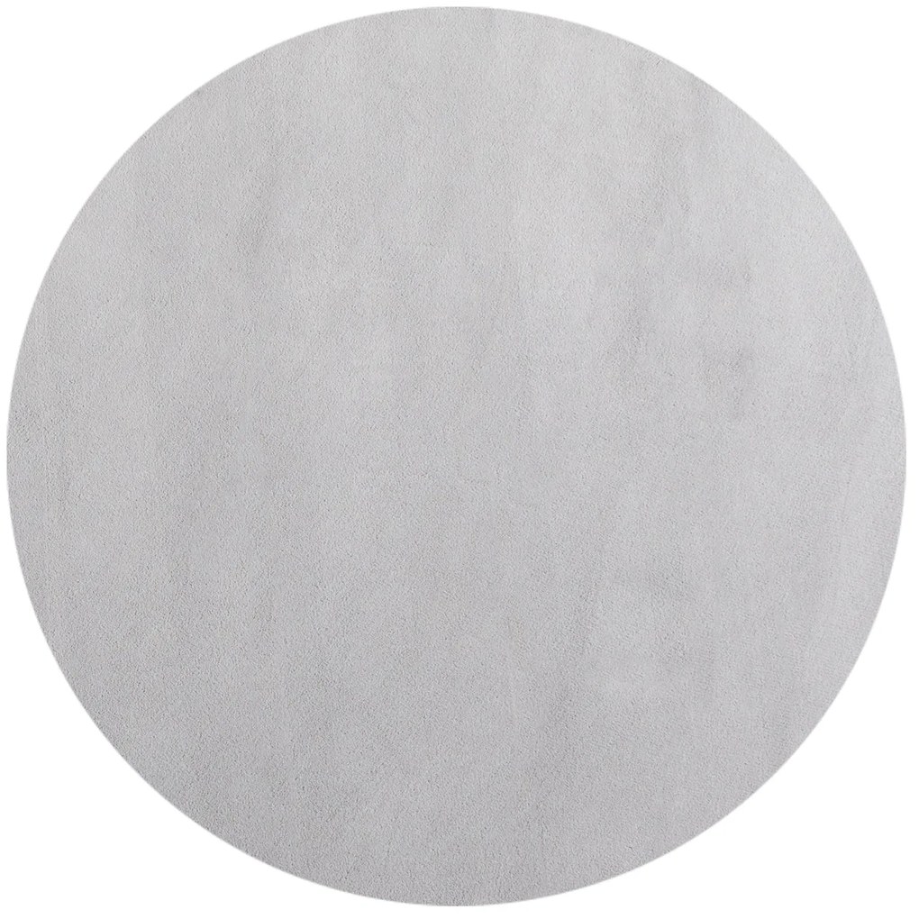 Dywan pluszowy Sky srebrny antypoślizgowy do prania 160 cm x 160 cm  koło