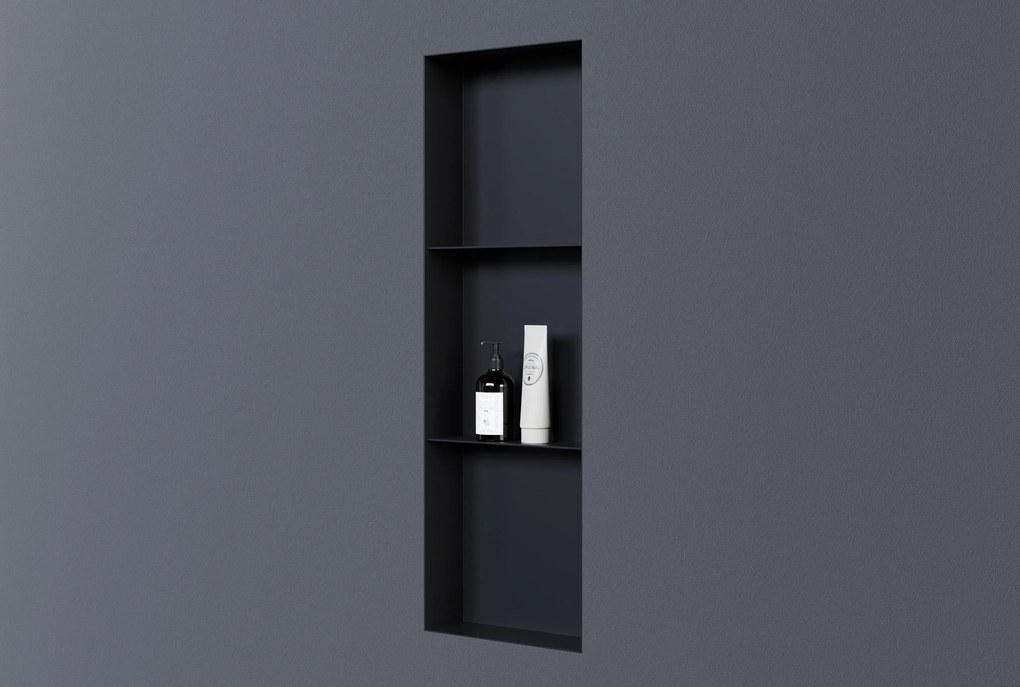 Półka wnękowa ścienna ze stali nierdzewnej NT309010XBezramkowy ze schowkiem - 30 x 90 x 10 cm