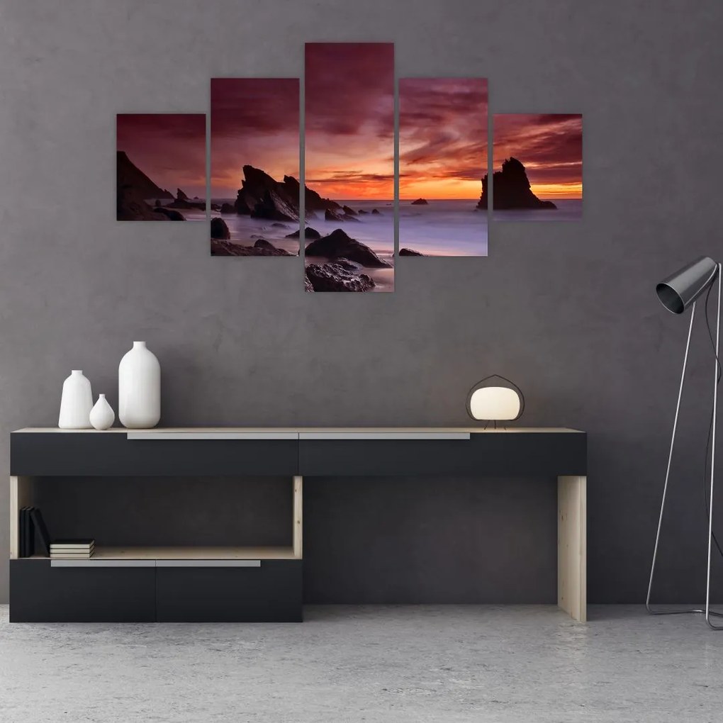 Obraz zachodu słońca na wybrzeżu (125x70 cm)