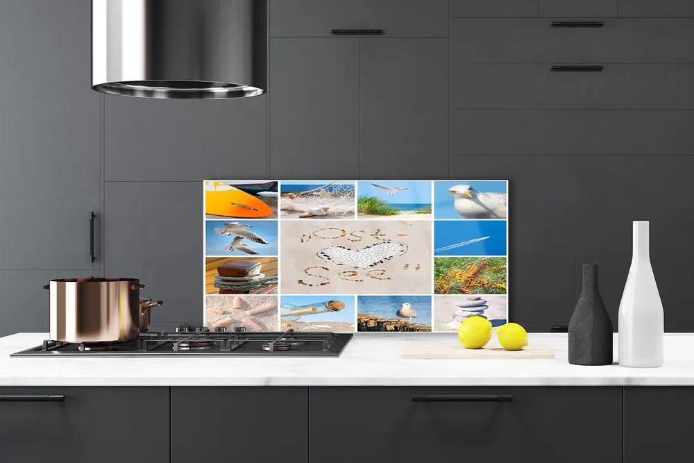 Panel Szklany Mewy Nad Brzegiem Oceanu