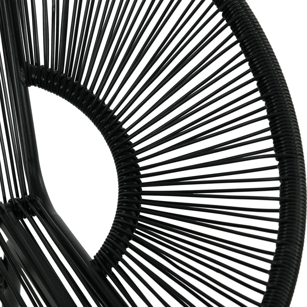 Outsunny Fotel Rattanowy w Stylu Boho, 132 cm x 72 cm x 83 cm, Czarny