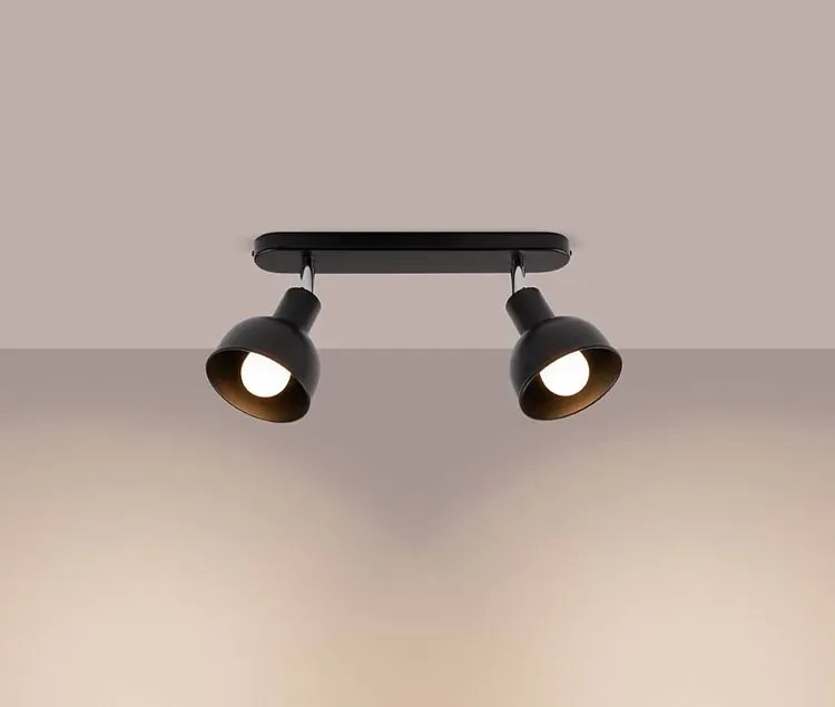 Czarna metalowa lampa sufitowa z 2 reflektorkami - A623-Orfi