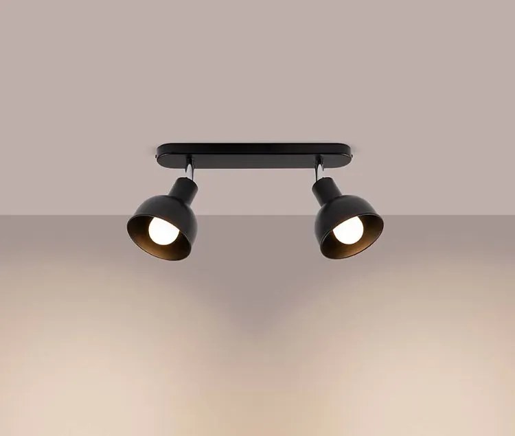 Czarna metalowa lampa sufitowa z 2 reflektorkami - A623-Wersas