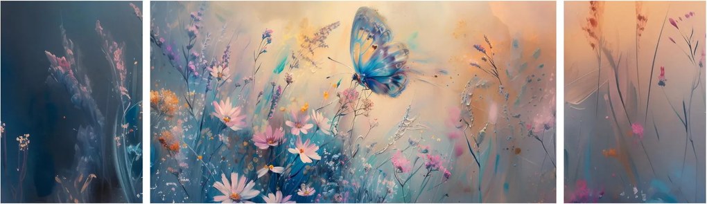 Obraz - Łąka z motylem (170x50 cm)