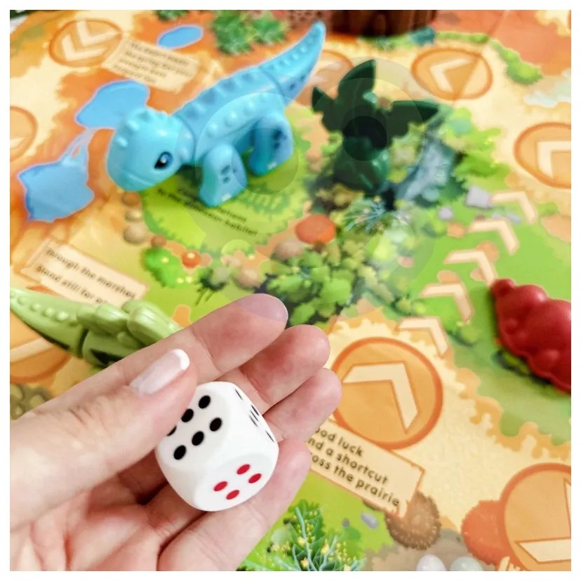Woopie zestaw konstrukcyjny 2w1 gra planszowa dinozaury + kostka 46 el.