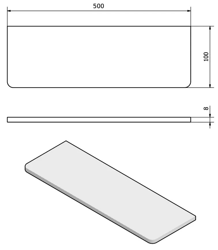 SAPHO 23481 półka 50 x 10 x 0,8 cm, szkło przezroczyste