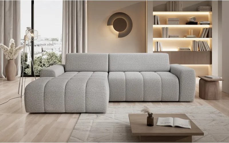 Narożnik SAVIO Lewostronny z Elektryczną Regulacją wolnostojący tkanina KANSAS 12 Popielaty WERSAL