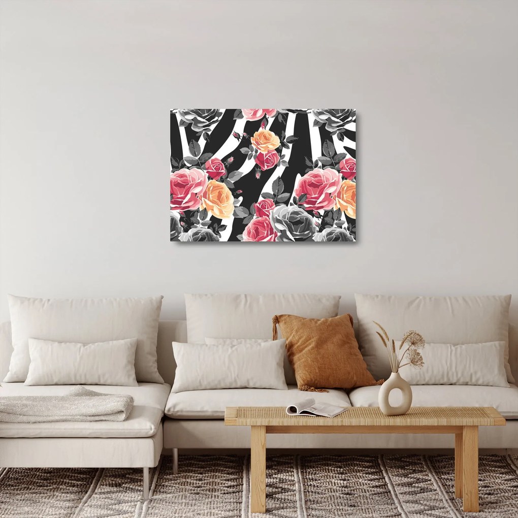 Obraz na szkle kwitnących róż (70x50 cm)