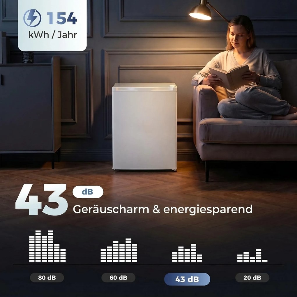 HOMCOM Mini-zamrażarka 59 l, zamrażarka stołowa, wymienny zawias drzwi, wyjmowane półki, regulacja temperatury, Biały | Aosom PL