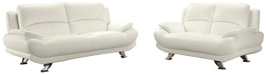 Komplet wypoczynkowy 3+2 z ekoskóry MUSKO -  Kość słoniowa