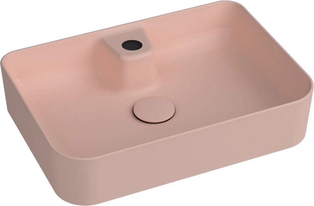 Massi Umywalka ceramiczna nablatowa różowa z otworem na baterie 50 x 35 cm LERA pink