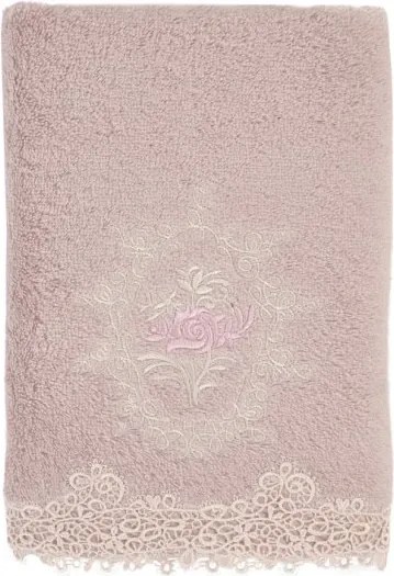 Ręcznik DESTAN  50x100 cm z koronką Fioletowy / Lila