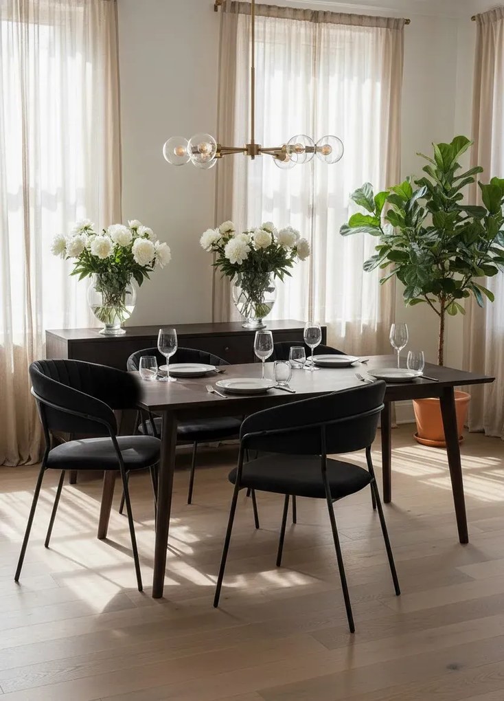 Zestaw czarnych aksamitnych metalowych krzeseł 4 szt. B7-Z19