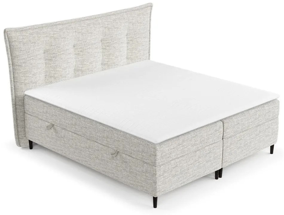 Jasnoszare łóżko boxspring ze schowkiem 180x200 cm Sinai – Maison de Rêve